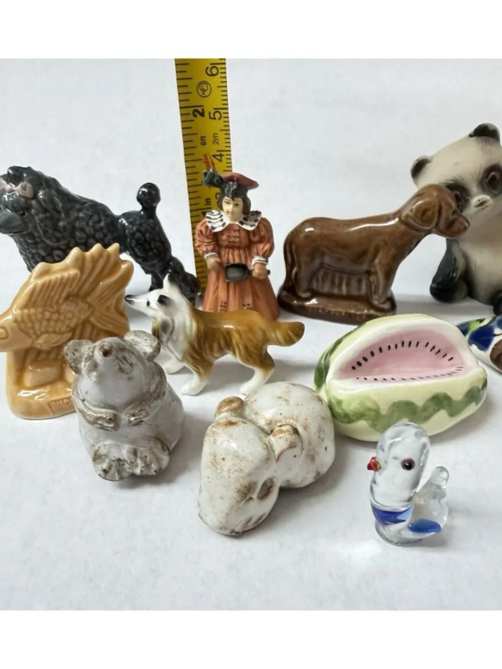 Lot 11 Mini Figures Wade Whimsies Panda Mouse Talavera Collie Poodle Bird Fish
